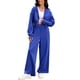 thumbnail image 1 of Conjuntos de chándal para mujer ATHLECHIC de 2 piezas, sudadera corta y pantalones anchos, conjuntos de entrenamiento y lounge, color azul, 1 of 4
