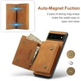 thumbnail image 6 of Back Wallet Case for Google Pixel 7, Detachable Card Slots Holder Kickstand Magnetic Closure Cover with Premium PU Leather Soft Silicone Shockproof Drop Resistant Protective Case, Brown, 6 of 9