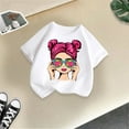 thumbnail image 2 of Girls Shirts 5t Cute Cartoon Print Short Sleeve T Shirt Top Comfortable Round Neck Tee Shirt Children's Shirts White,150, 2 of 4
