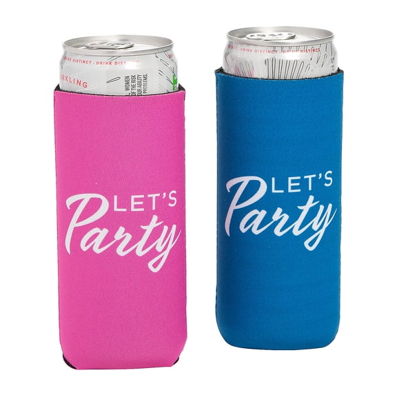 Premium Let’s Party Slim Fit Can Coolers - 12 pieces