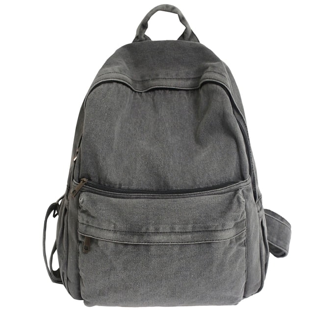 Mochilas Escolares Mezclilla Gran Capacidad para Estudiantes Sólidos (gris)