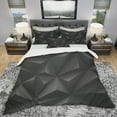 thumbnail image 2 of Designart 'Deep Black Geometric Crumpled' Modern Bedding Set - Duvet Cover & Shams, 2 of 4
