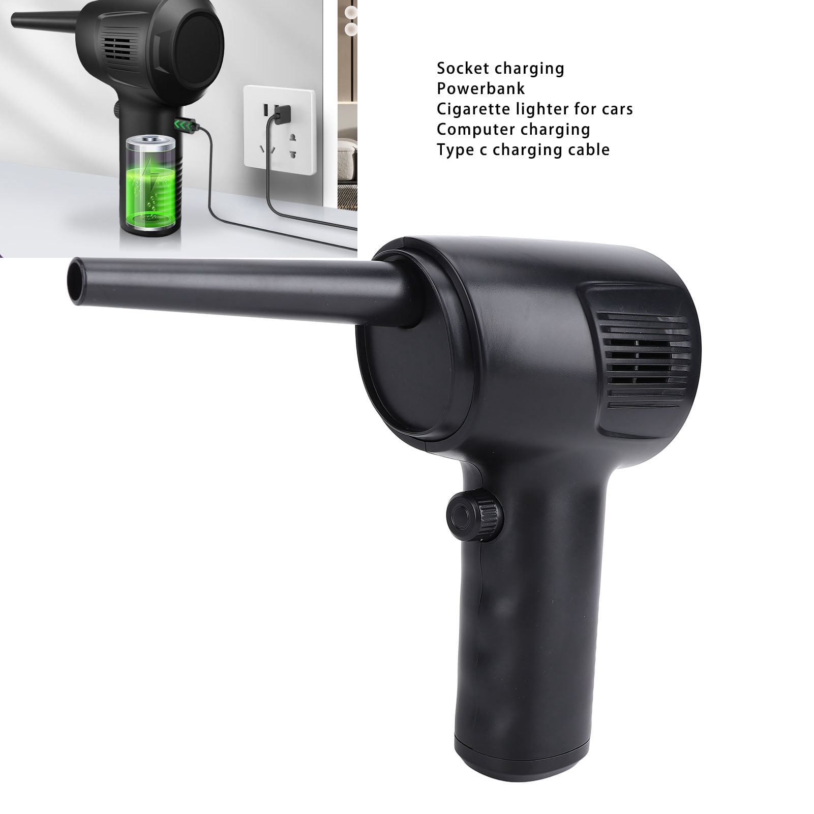 YAHHU Handheld Air Duster 51000RPM Electric Air Blower Portable PC Keyboard Cleaner Hair Dryer for Home Car and Salon Use 8.27 inches / 21 cm