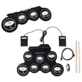 thumbnail image 1 of Electronic Drum Set 7 Pads 5 Tunings 8 Demo Songs 3 Rhythms Portable USB Roll-up Practice Pad, 1 of 4