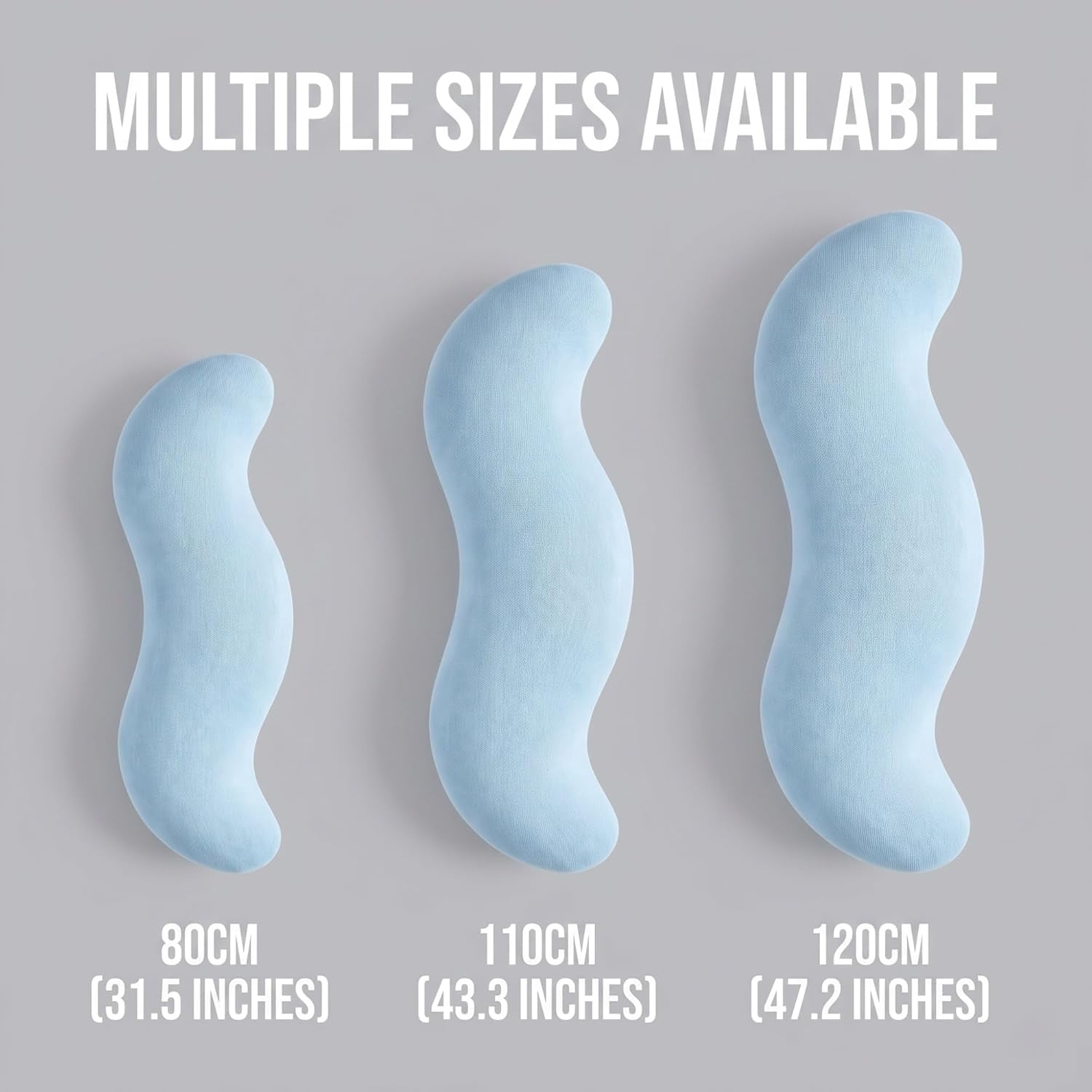 Pea Pod Body Pillow for Side Sleeper, Ergonomic Double Curve Pod Full Body Pillows, Cooling Full Comfort Pillow for Back & Neck, Secure Fit Between Knees and Washable Cover(Gray,S)