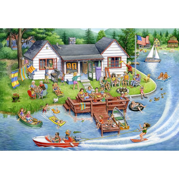 Vermont Christmas Company Lakeside Fun Jigsaw Puzzle 100 Piece
