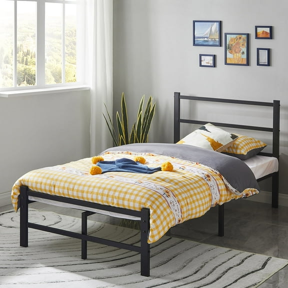 JAKOOLA Metal Twin Bed Frame with 10 Support Legs Strong Steel Mattress Support Slats, No Box Spring Required