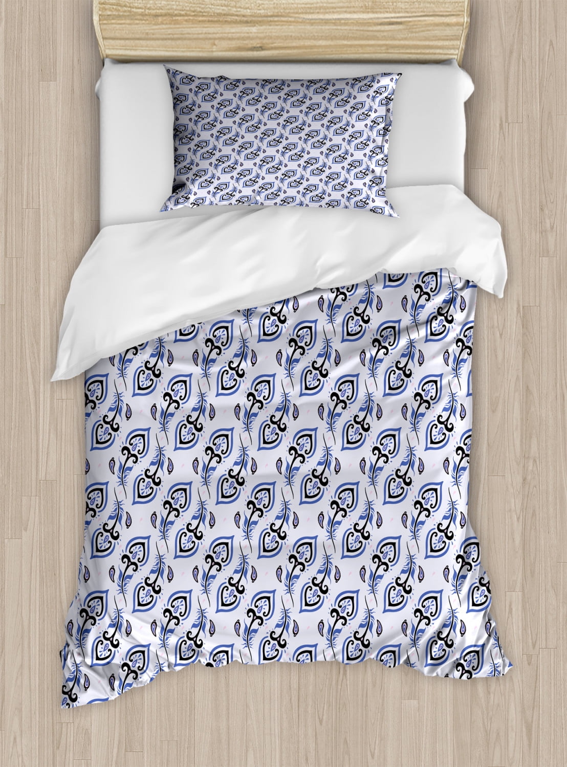 Peacock Duvet Cover Set Abstract Repetition Feather Inspired