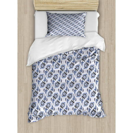 Peacock Duvet Cover Set Abstract Repetition Feather Inspired