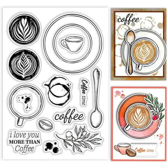 Custom Summer Theme PVC Plastic Clear Stamps for DIY Scrapbooking Photo Album Decorative Cards Making Coffee 160x110mm DIY