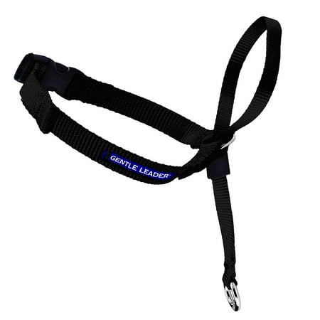 PetSafe Gentle Leader Head Collar with Training DVD, SMALL UP TO 25 LBS., BLACK, Two soft nylon straps By