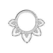 FANSING Lotus Septum Jewelry 16g Septum Ring Surgical Steel Piercing Rings 16 Gauge 8mm Daith Hoop Earring with Clear Cubic Zirconias and tri-ball