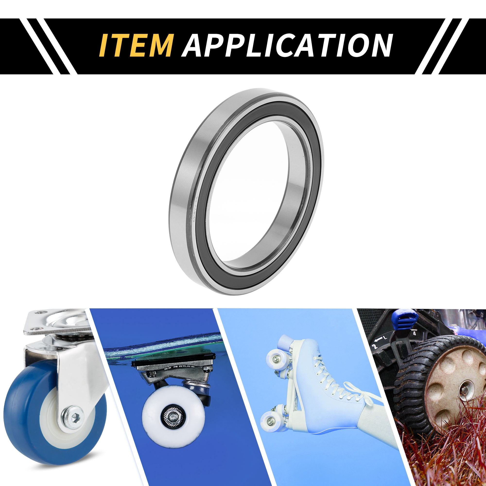 Unique Bargains 6918VV Deep Groove Ball Bearings 90x125x18mm P5 Double Rubber Seal Lubricated Bearings 1 Pc Car Scooter Skateboard Wheel Universal Black Silver Tone