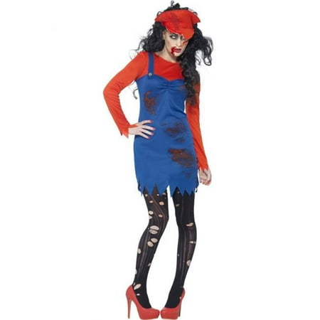 Smiffys 44364L Zombie Plumber Female Costume Red with Dress Top & Hat - Large