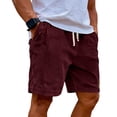 thumbnail image 2 of VV AVEORS Mens Corduroy Shorts Casual Elastic Waist Drawstring Bermuda Shorts 2026 Baggy Summer Lightweight Beach Lounge Short Wine 2XL, 2 of 8