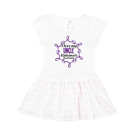 

Inktastic I Love My Uncle Alzheimer s Awareness with Purple Hearts Gift Toddler Girl Dress