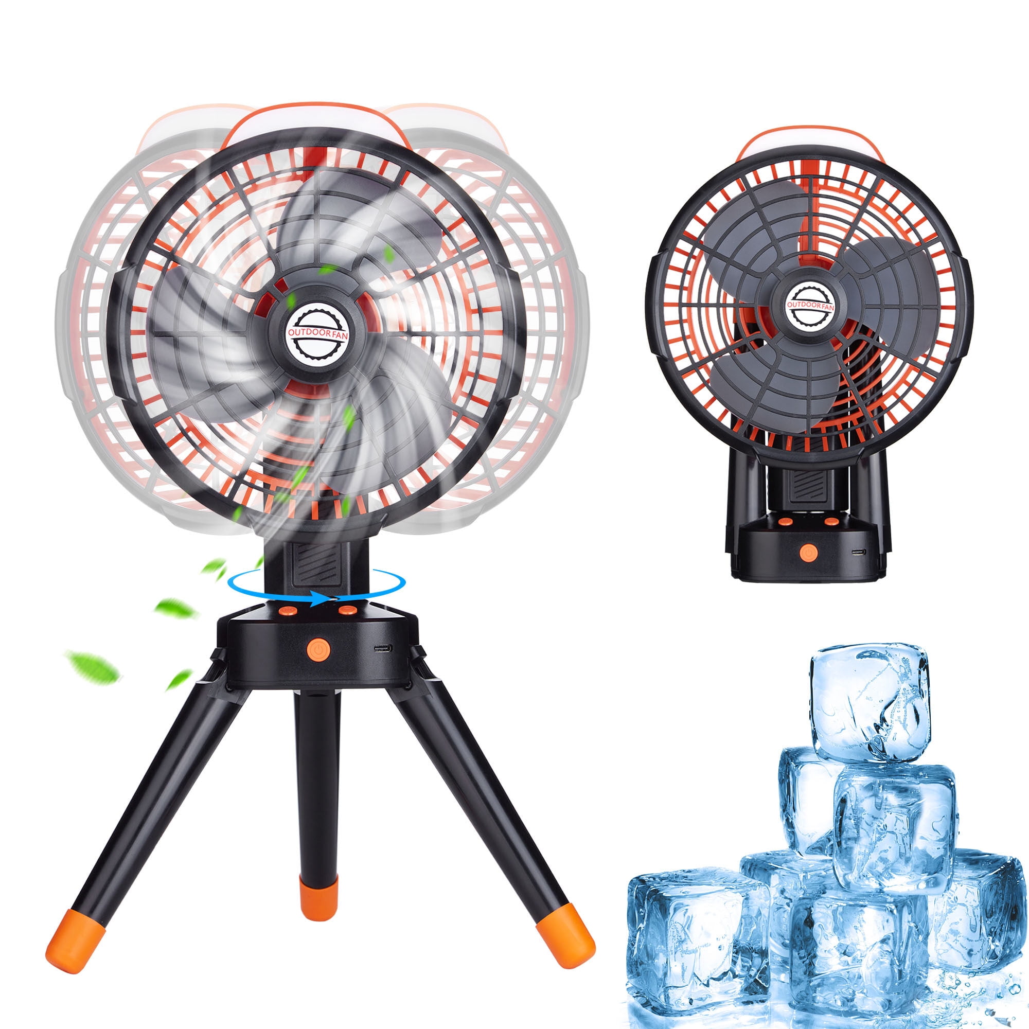 Portable Camping Fan, Rechargeable Outdoor Fans, 7800mAh Battery Desk Fan with LED Light, 270 Rotation, for Office,Bedroom,Outside