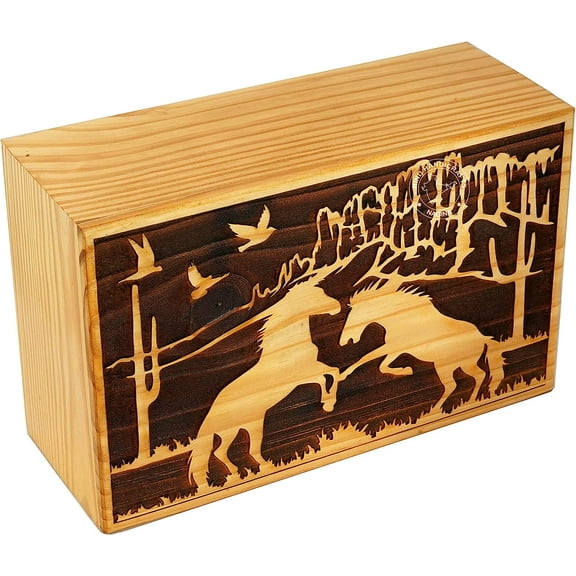 Handcrafted Twin Uplift Horse Wooden Cremation Urns for Human Ashes Adult Large - Tree of Life Funeral Urn Box - Burial Urns for Columbarium (250 LB - Rosewood, Dove)