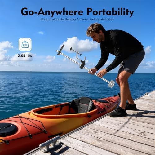 Portable Transducer Mount, 360° Adjustable Rotatable Universal Fish Boat Finder Bracket Transducer Pole Mount for Boat Canoe Kayak$$Sport & Recreation Other