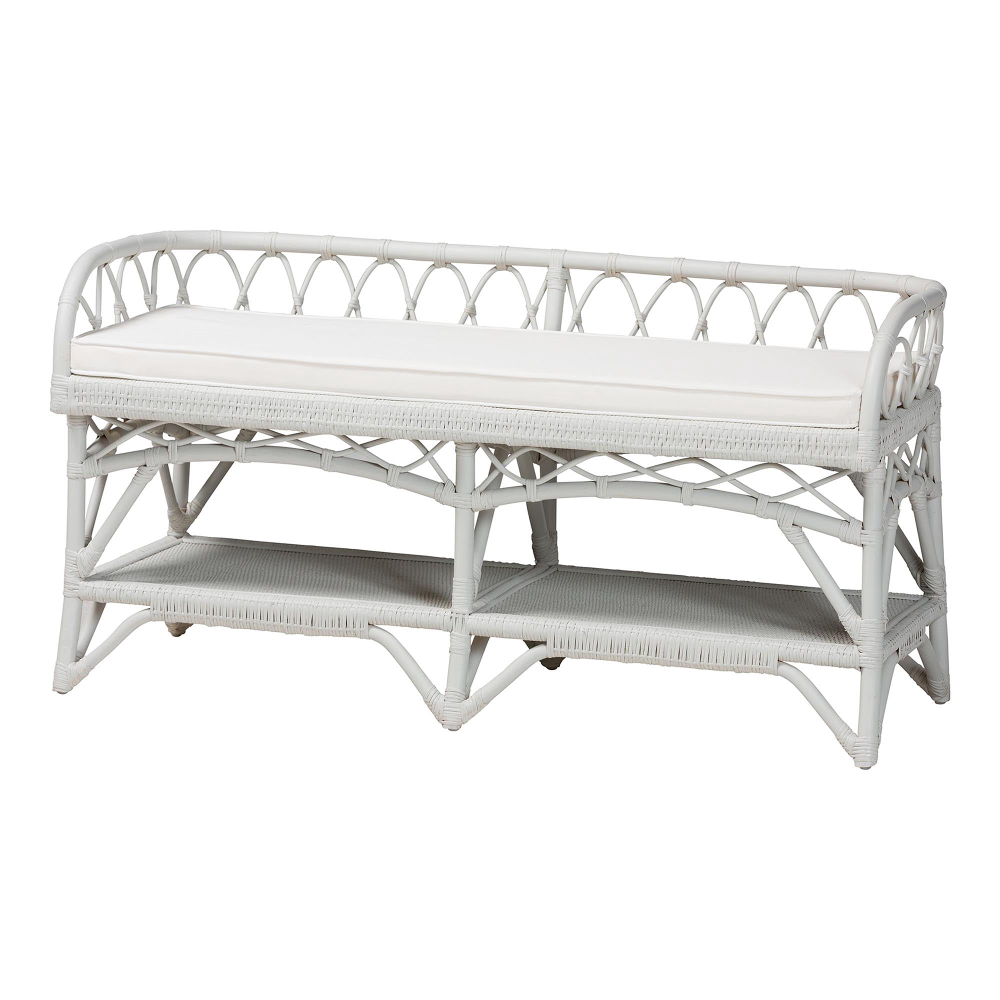 bali & pari Leryn Boho Accent Bench, White