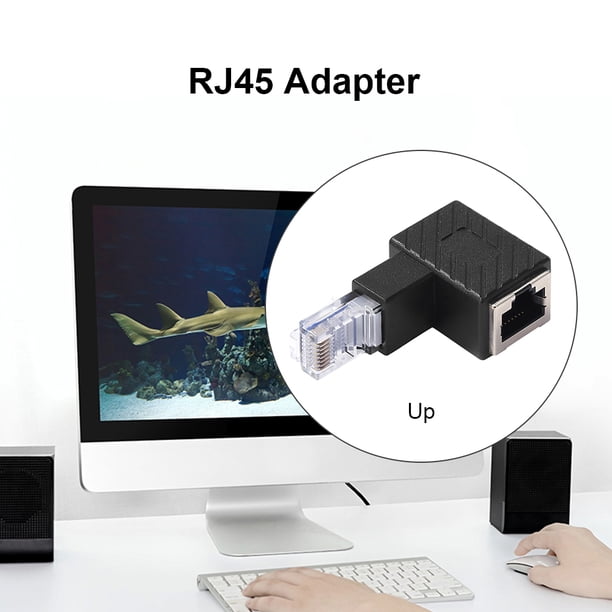 Convertidor RJ45 macho a hembra Adaptador de extensión de 90 grados Conector Ethernet LAN Universal Accesorios Electrónicos