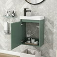 thumbnail image 3 of EUROCO 16" Wall-Mounted Bathroom Vanity with Sink Bathroom Vanity Cabinet with Ceramic Basin,Soft-Close Door, Matte Finish,Ideal for Small Bathrooms, Easy Assembly, Stylish Storage, Green, 3 of 9