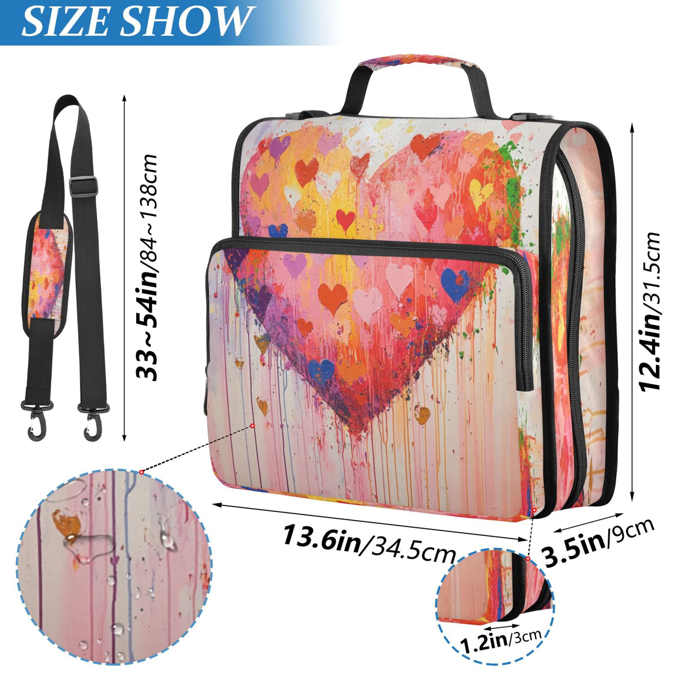 YAZAOO Zipper Binder trapper keeper Documents Organized Design Colorful Heartfelt Vibrance Printed
