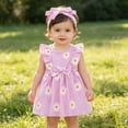 thumbnail image 2 of MEZZALL Summer Baby Girls Dress With Flower Print Sleeveless Dress And Headband Toddler Fashion O-Neck Birthday Dresses, 2 of 9