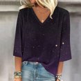 thumbnail image 1 of T-shirt Imprimé Mode Femmes 3/4 Manches Blouse à Col en V Hauts Décontractés, 1 of 5