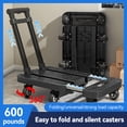 thumbnail image 3 of Heavy Duty Foldable Portable Trolley - 600LBS/270KG Load, 6 Bearing Wheels (4×360° Rotation), 3-Level Adjustable Handle, Anti-Slip Board & Elastic Cord for Travel, Shopping, Office & Moving, 3 of 10