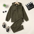 thumbnail image 3 of 5T Toddler Baby Boys Clothes Baby Boys Outfits 5T Boys Long Sleeve Solid Color Hooded Top Pants 2PCS Set Army Green, 3 of 8