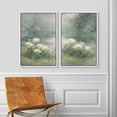 thumbnail image 3 of Framed Canvas Print Wall Art Set of 2 Tranquil Morning Garden Floral Botanical Vintage Art for Living Room, Bedroom, Office - 16"x24"x2 WHITE, 3 of 7