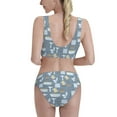 thumbnail image 3 of Vsdgher Womens High Waisted Bikini Sets Two Piece Swimsuit Blue Bathroom Print Tummy Control Bathing Suit-Medium, 3 of 8