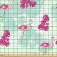 thumbnail image 2 of Ambesonne Birds Theme Fabric by the Yard Upholstery, Flamingos Monsteras Art, 1 Yard, Hot Pink and White, 2 of 5