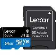 Lexar 633x 64GB Micro SD Memory Card Class 10 Micro SDXC with Adapter for Smartphones Tablets