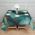 thumbnail image 3 of Teal and Gold Marble Flow Lines Pattern Square Tablecloth,Waterproof Square Table Cover,Wipeable Spillproof Washable Table Cover for Home Kitchen Party Decor 42"X42"(107x107cm), 3 of 6
