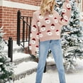 thumbnail image 4 of Defitshape Women's Christmas Pullover Sweaters Long Sleeve Knit Sweater Winter Cute Fall Warm Printed Knitwear Pink Large, 4 of 4