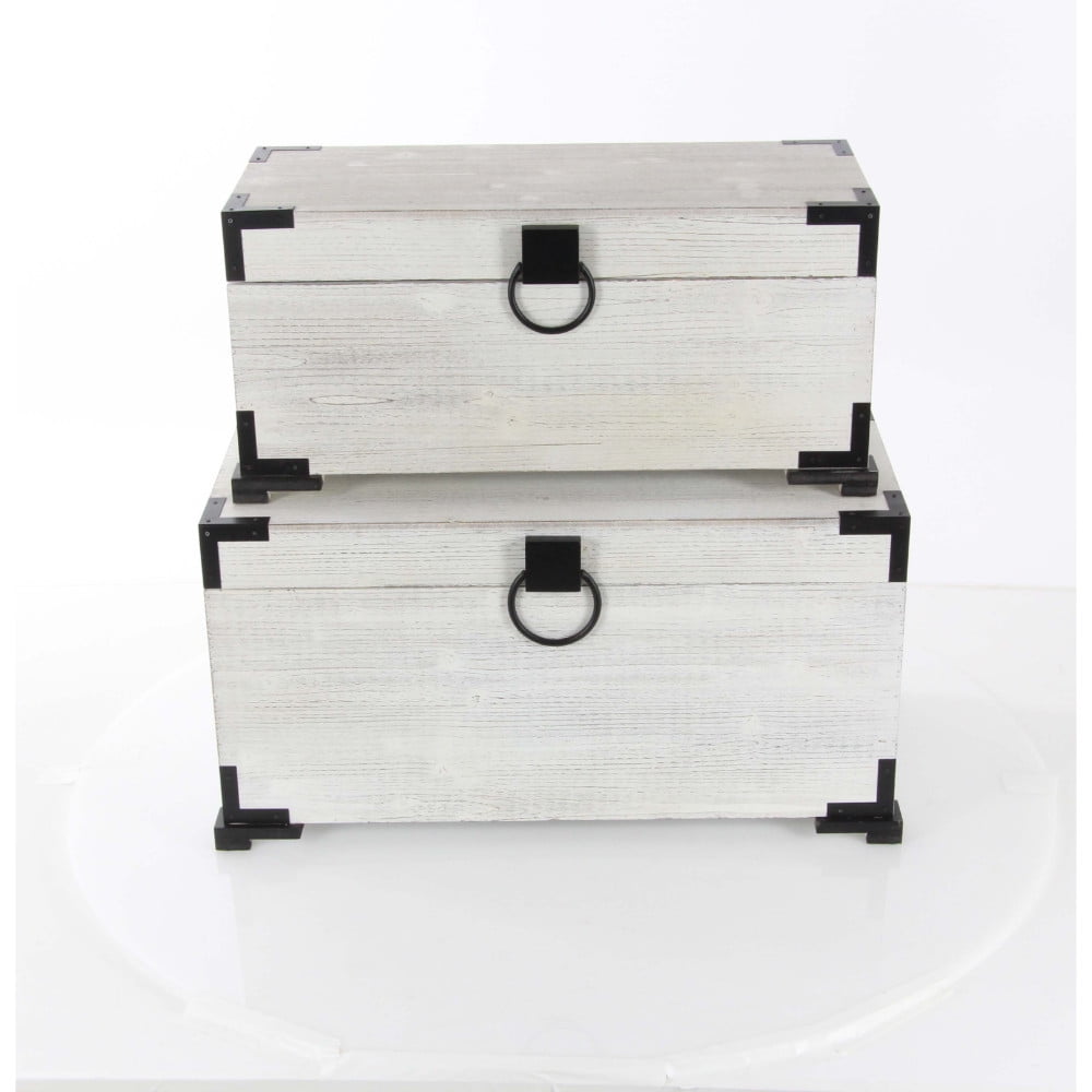 Firm Wooden Trunks, Set Of 2