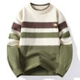 thumbnail image 2 of XUNKUSGA Sweaters for Men Multicolor Stripe Men's Sweaters Pullover Loose Crew Neck Long Sleeve Knitted Sweater Soft Oversized Sweaters For Men M-4XL Green, 2 of 4
