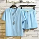 thumbnail image 3 of Camisetas, pantalones cortos, trajes para hombre, lino liso, sin logotipo, conjuntos casuales de 5xl para hombre, tendencia, novedad en moda a juego, conjunto de 2 piezas, elegante 2024, 3 of 5