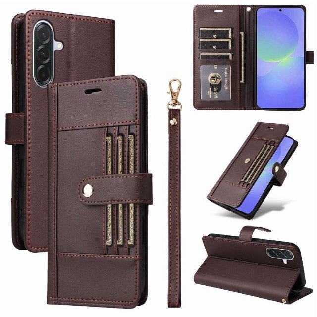 FOXDOCK Funda tipo Cartera para Samsung Galaxy A56 – Cubierta de Cuero PU con Múltiples Ranuras, Bolsillo para Efectivo y Correa de Muñeca