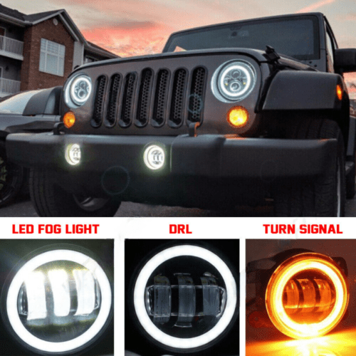 Bumper 4" Led Drivning Fog Lights for Jeep Wrangler JL JT JK Rubicon 2007-2023