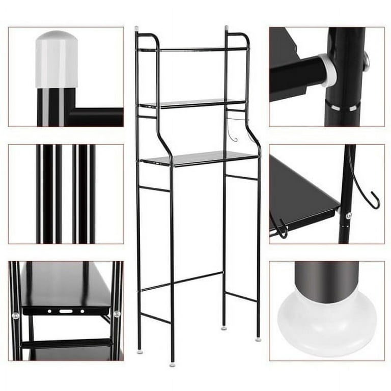 Xenoty Stainless Steel Iron Coating Self-Adhesive Metal Bathroom Rack  Storage Shelves - Black, Set Of 1 (Bathroom Corner Shelf) 