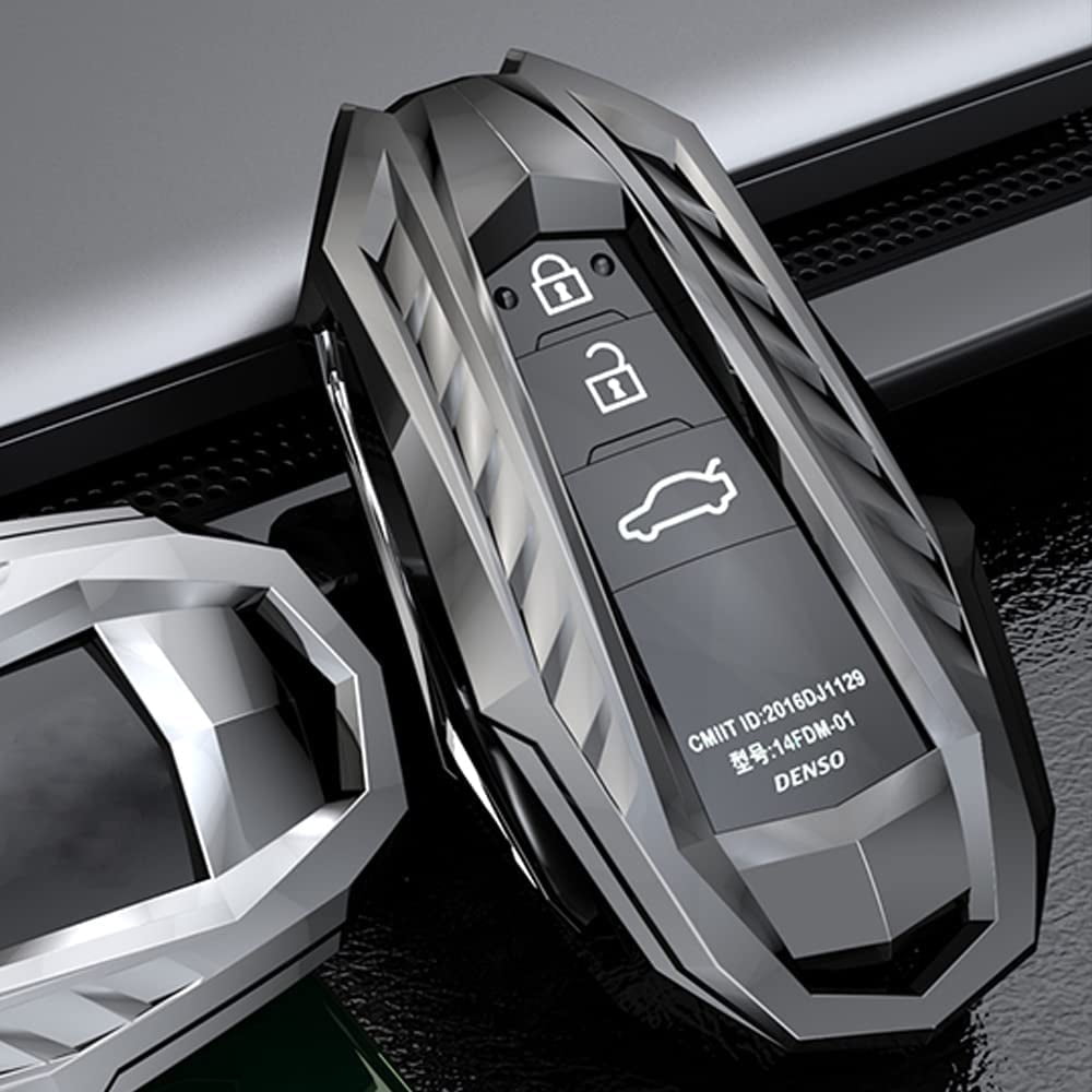 Compatible with Toyota 2018-2021 Highlander RAV4 Camry Avalon C-HR Prius Hybrid Corolla Prius Prime 3 4 Buttons Key Fob Cover Case Remote Holder Protector With key Chain (silver)