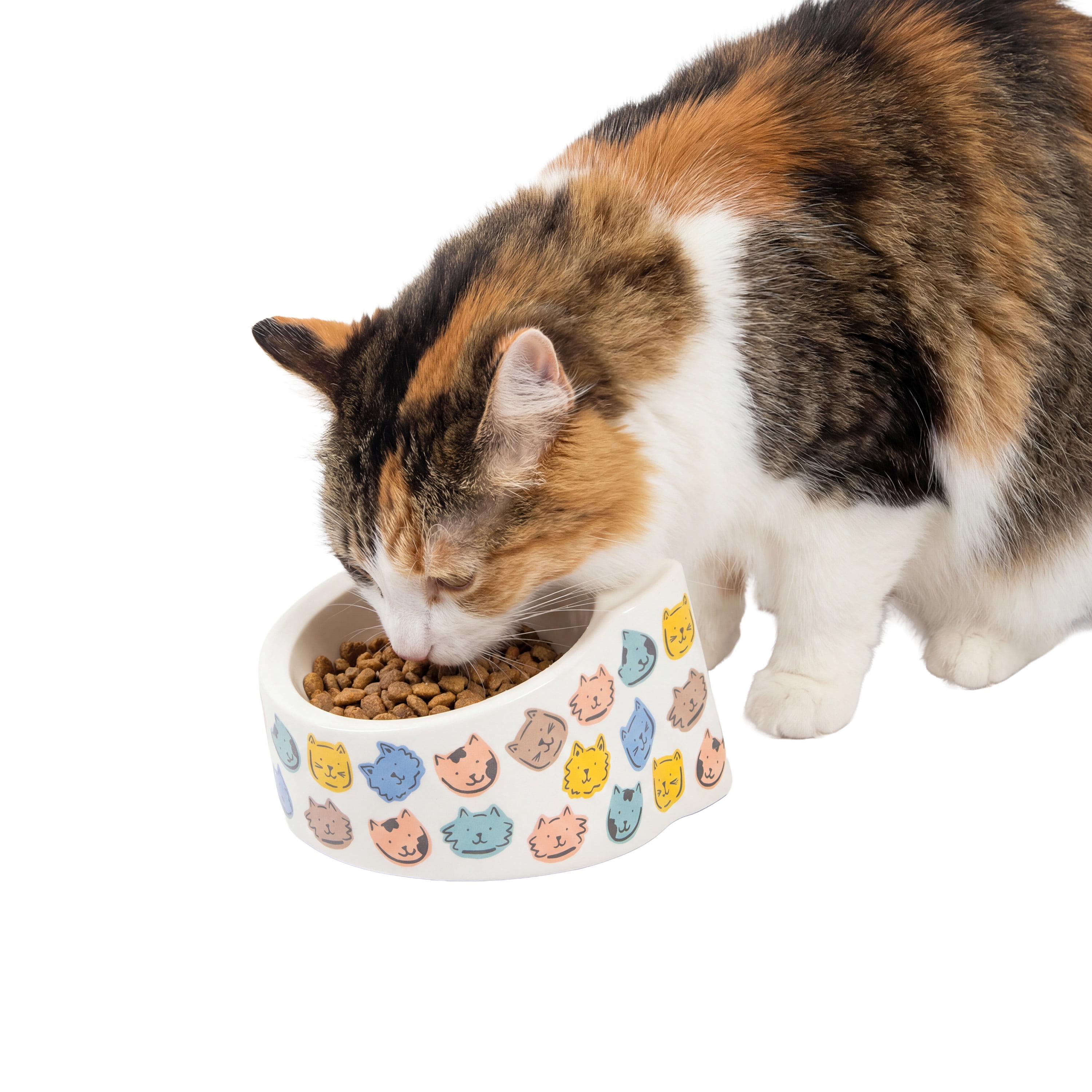 Kitty City Cat Print Dishwasher Safe Plastic Raised Cat Ears Bowl, Multicolored, One Size