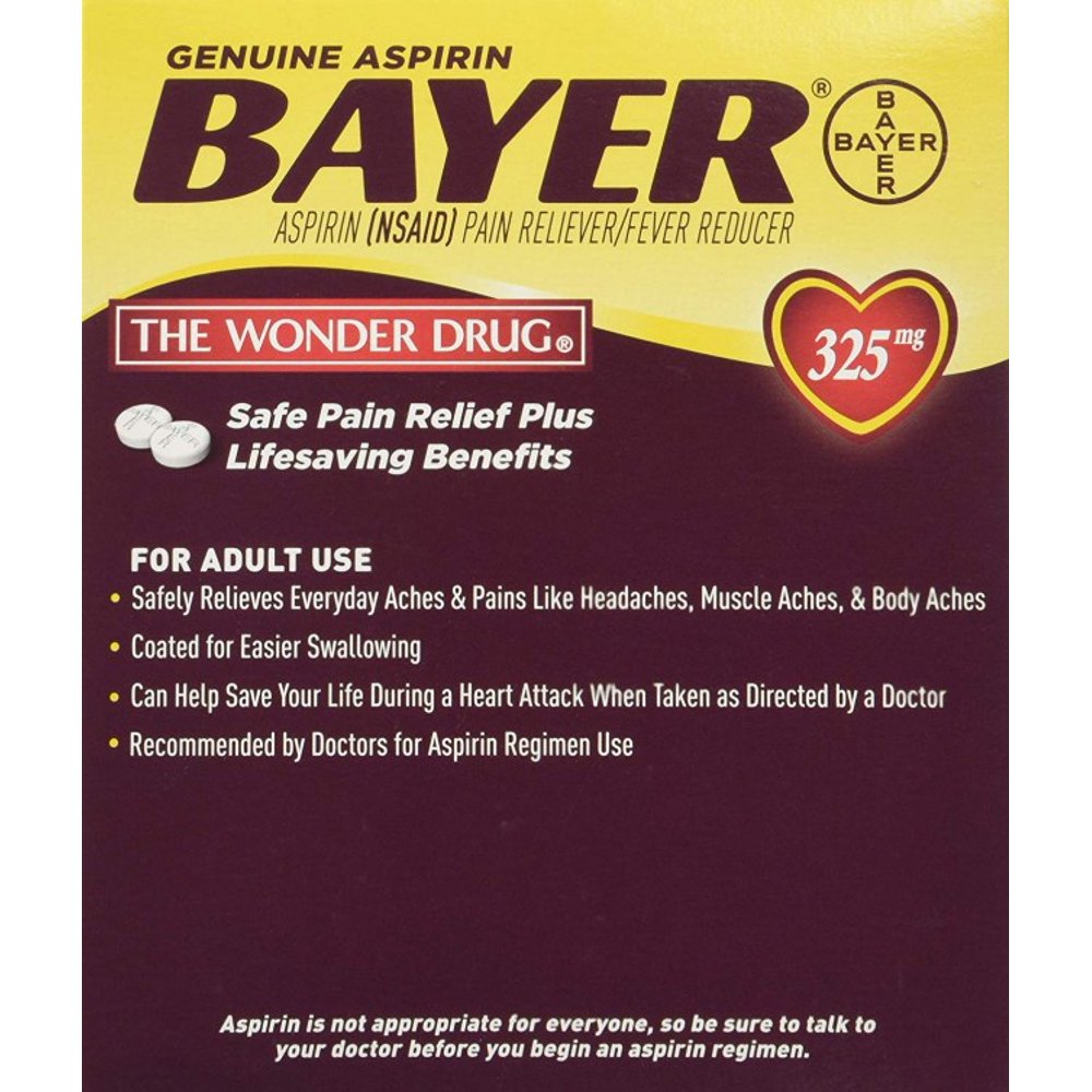 Bayer Aspirin Individual Sealed 2 Tablets in a Packet (Pack of 50
