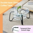thumbnail image 3 of Vintage Minimalist Metal & Glass Coffee Table, Double Layer Tempered Glass Top with Metal Frame, 31.5" Square Side Table for Living Room, Retro Home Decor, 3 of 7