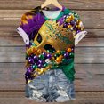 thumbnail image 5 of successthop Mardi Gras Cute Tops for Women Short Sleeve Plus Size with Crew Neck Polyester Casual Mask Printed Mardi Gras Celebrations Blouse Tops for Mardi Gras Event Purple 4XL, 5 of 5