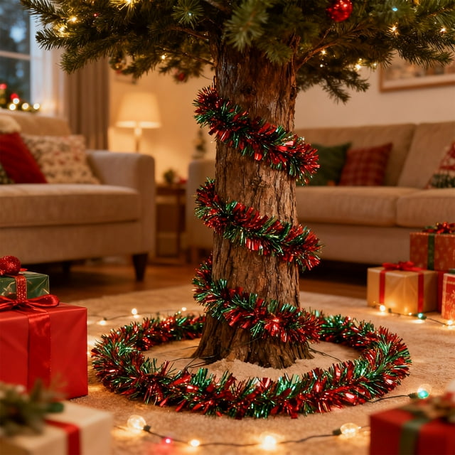 HaoXun Guirlandes de Noël Bicolores Rouges pour Décorations d'Arbres - 200x9cm Guirlandes Brillantes pour Animaux de Compagnie pour Décoration de Maison et Fête 2023