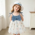 thumbnail image 6 of IFNWSV Toddler Girls Denim Dress Short Sleeve Round Neck Bowknot A-Line Summer Fashion Casual Sundress Blue 12-18 Months, 6 of 7